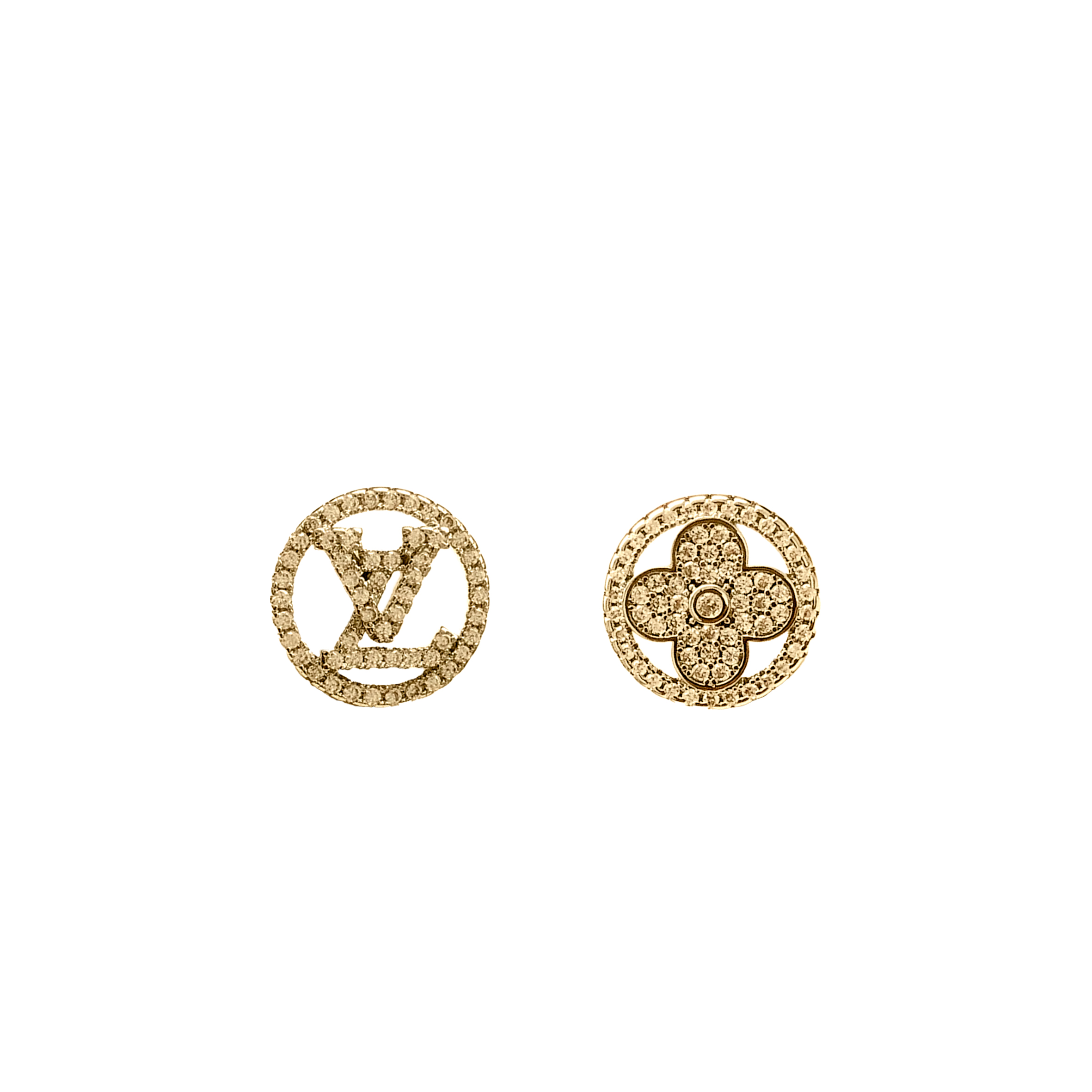 LOUIS VUITTON 18K LOUIS BLOSSOM DIAMOND EARRINGS M1267M